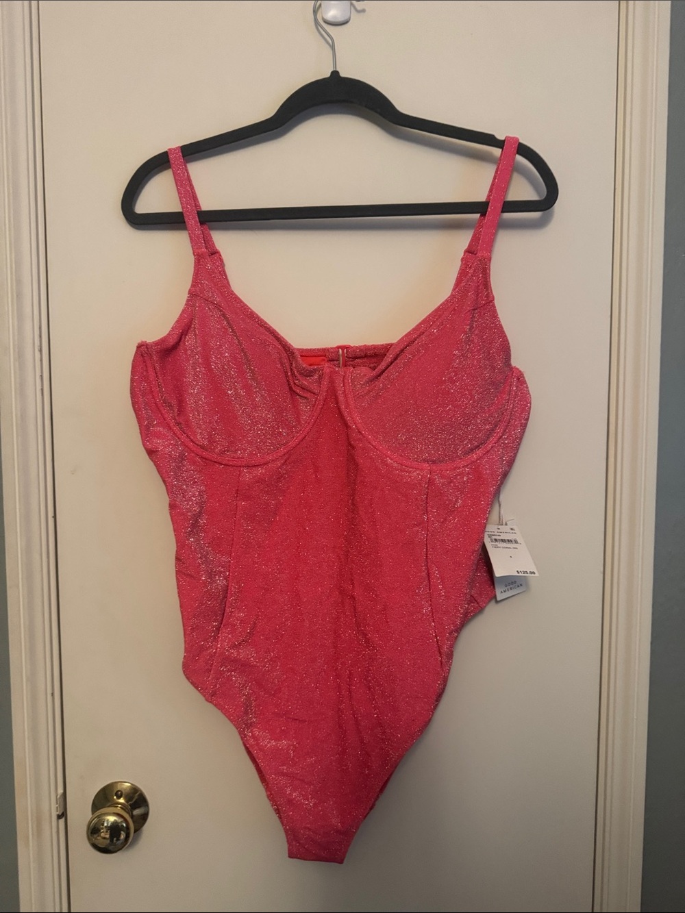 Good American Sparkling Coral Bodysuit
